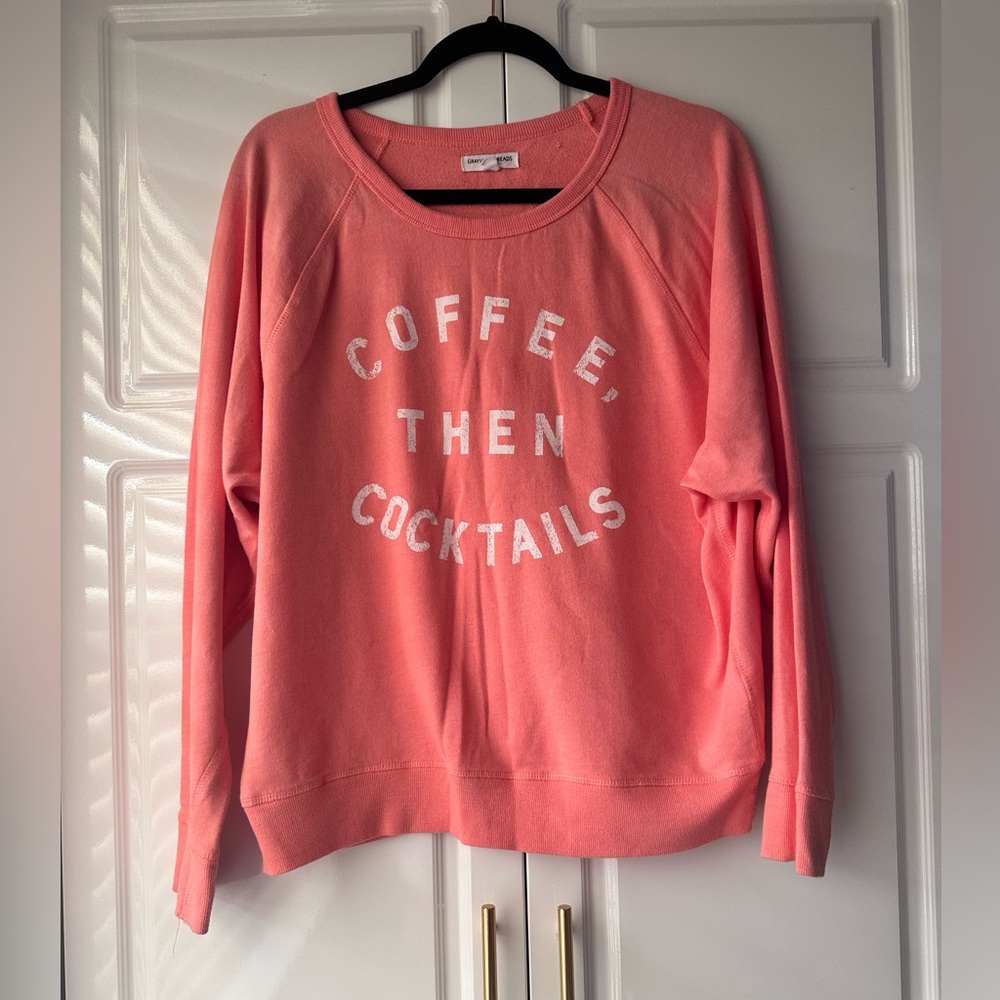 Grayson Threads Coral Crew Neck Sweater - "Coffee Then Cocktails"
